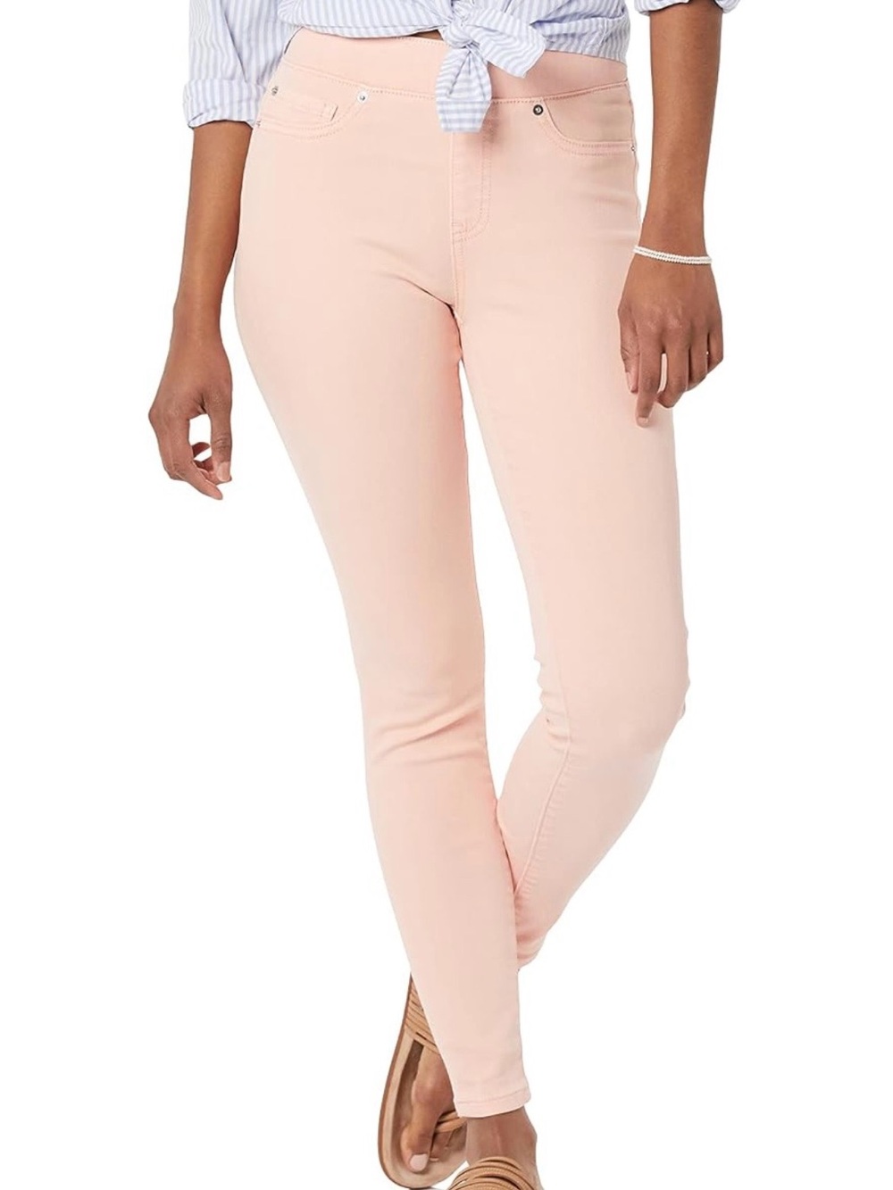 Amazon Essentials Skinny Fit Mid-Rise Pull-on Jeggings in Coral Pink, 16 Long